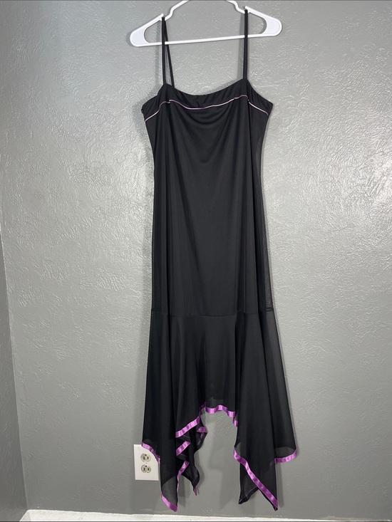 Taboo Dresses & Skirts - Taboo Handkerchief Hem Empire Waist Dress Black Purple Trim Plus 1X Fairycore